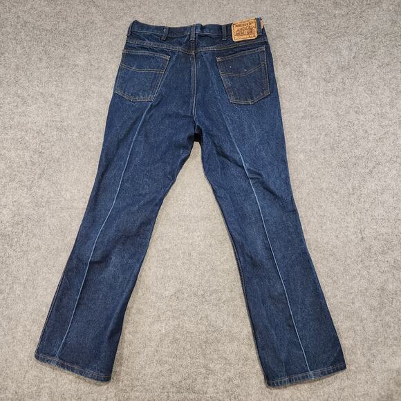 VTG 80s 90s Genuine Roebucks Mens 38x30 Dark Wash USA Made Blue Denim Jeans - Picture 2 of 16